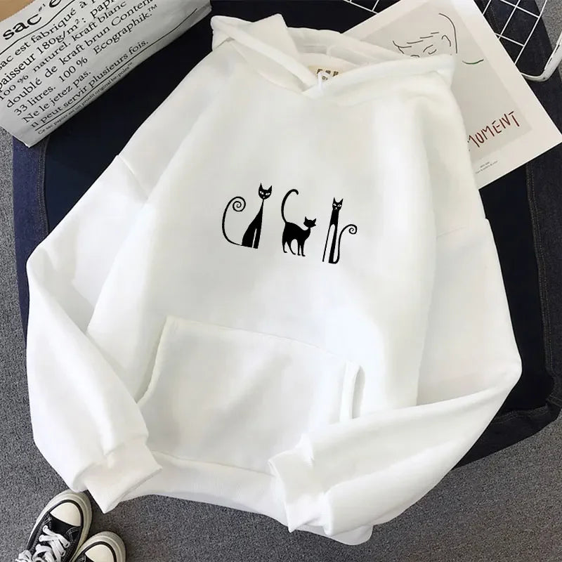 Cute Masketeers Cat Printed Hoodie