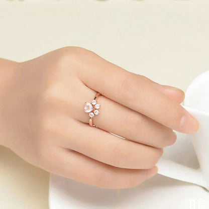 Small Cat Claw Rose Gold Crystal Ring