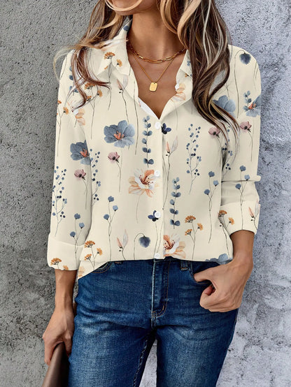 Women's Multicolor Floral Print Blouse Casual Summer Top Elegant Coffee Date Weekend Brunch Park Stroll Fashion Blouse