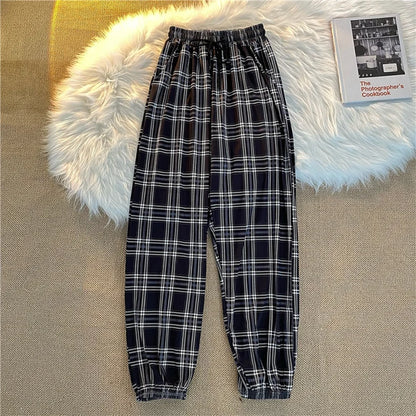 Loose Plaid Women Trousers