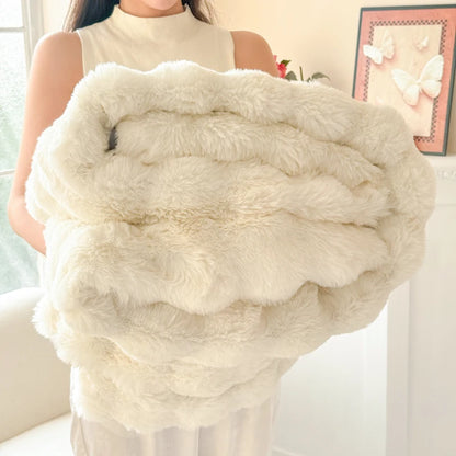 1 Piece Double-Layer Large Rabbit Fur High Quality Blanket