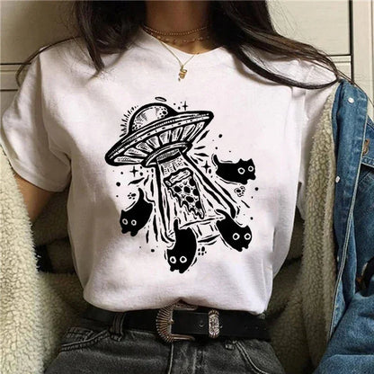 UFO Cat Printed Unleashed T-shirt