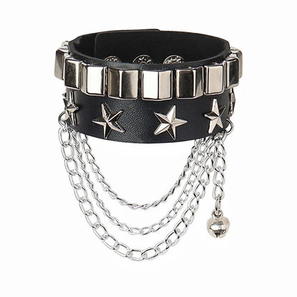 Dark Gothic Punk Star Leather Bracelet Sets