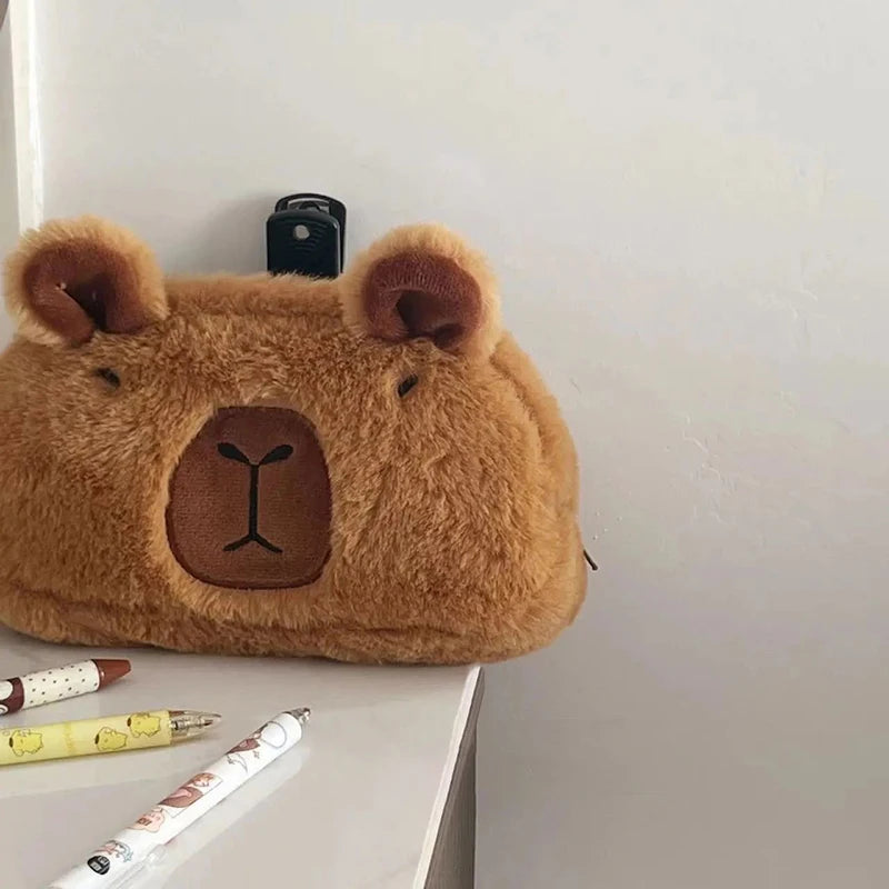 Plush Capybara Animal Cartoon Pencil Storage Bag