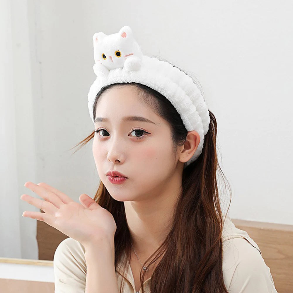 Cat Coral Fleece Makeup Head Band