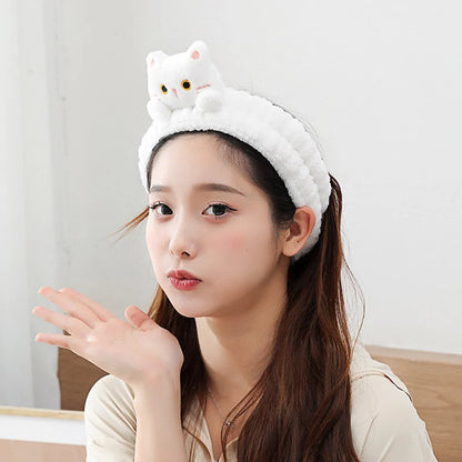 Cat Coral Fleece Makeup Head Band