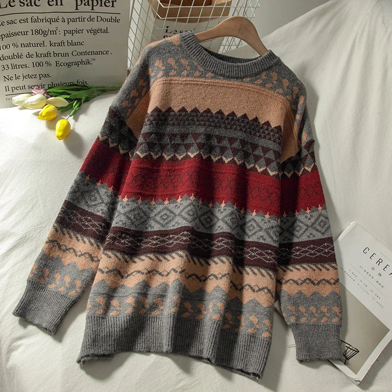 Autumn Japanese Jacquard Pullover Knitted Sweater
