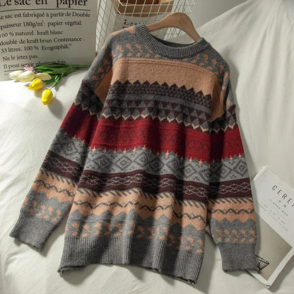 Autumn Japanese Jacquard Pullover Knitted Sweater