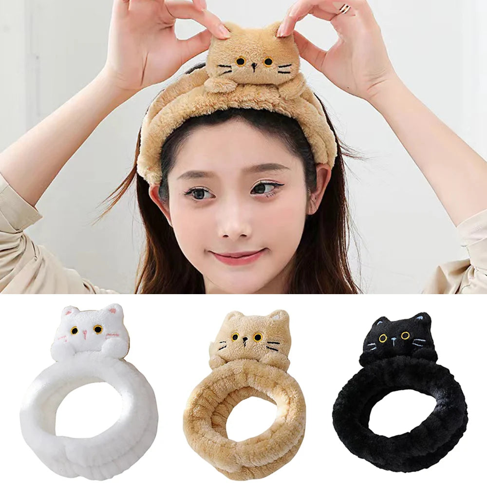 Cat Coral Fleece Makeup Head Band