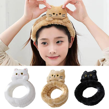 Cat Coral Fleece Makeup Head Band