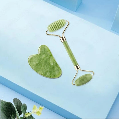 Gua Sha Jade Massage Roller Set