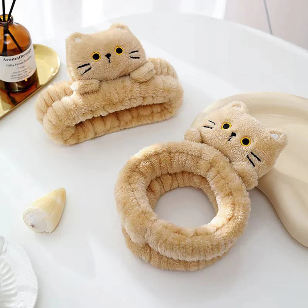 Cat Coral Fleece Makeup Head Band