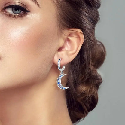 925 Sterling Loops Star, Moon Ring Styled Earrings