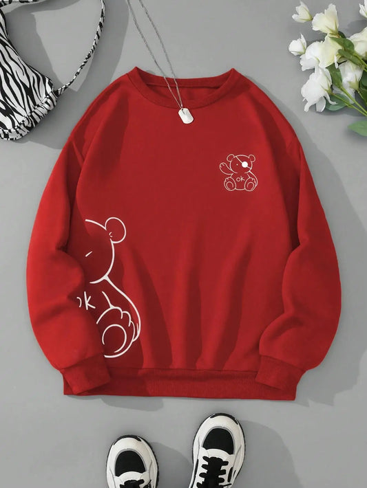 Kawaii Teddy Printed Sweatshirt
