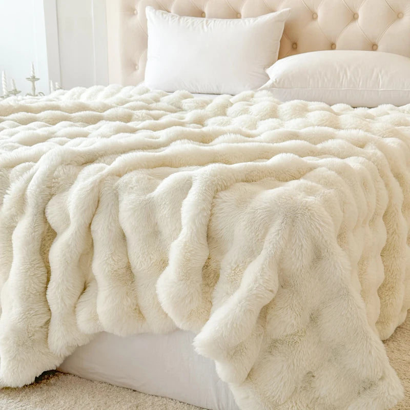 1 Piece Double-Layer Large Rabbit Fur High Quality Blanket