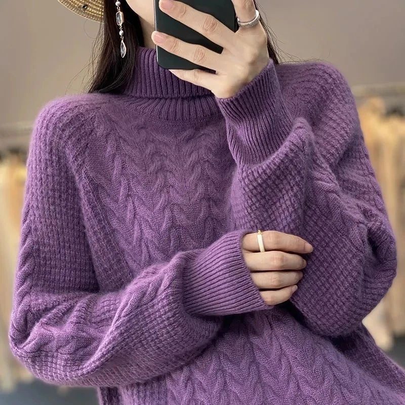 Fashion Cashmere Turtleneck Autumn Knitted Sweater