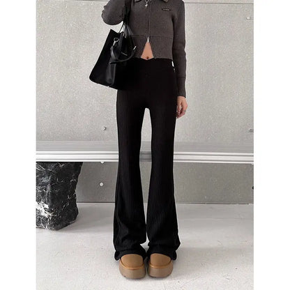 Casual Slim Fit High Waist Flare Trousers