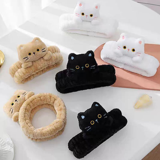 Cat Coral Fleece Makeup Head Band