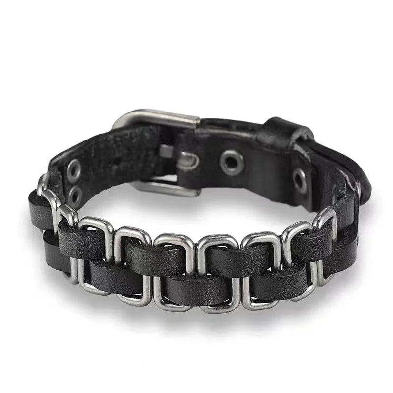 Dark Gothic Punk Star Leather Bracelet Sets