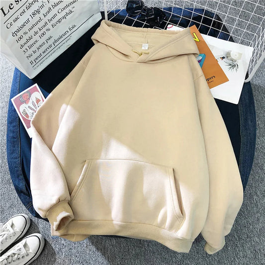 Autumn Winter Fleece Casual Solid Color Sweatshirt