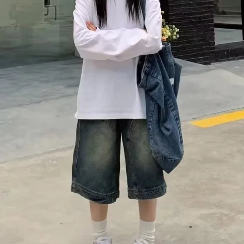 Y2K Vintage Washed Jean Shorts High Waist