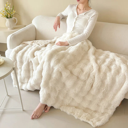 1 Piece Double-Layer Large Rabbit Fur High Quality Blanket