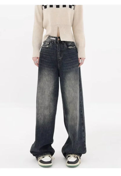 New Style Y2K Streetwear Retro Dust High Waist Jeans