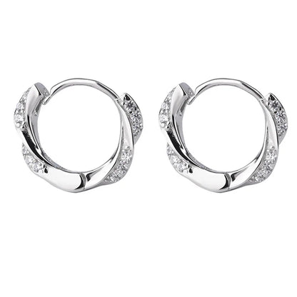 Sterling 925 Silver Zircon Unique Hoop Design Earrings