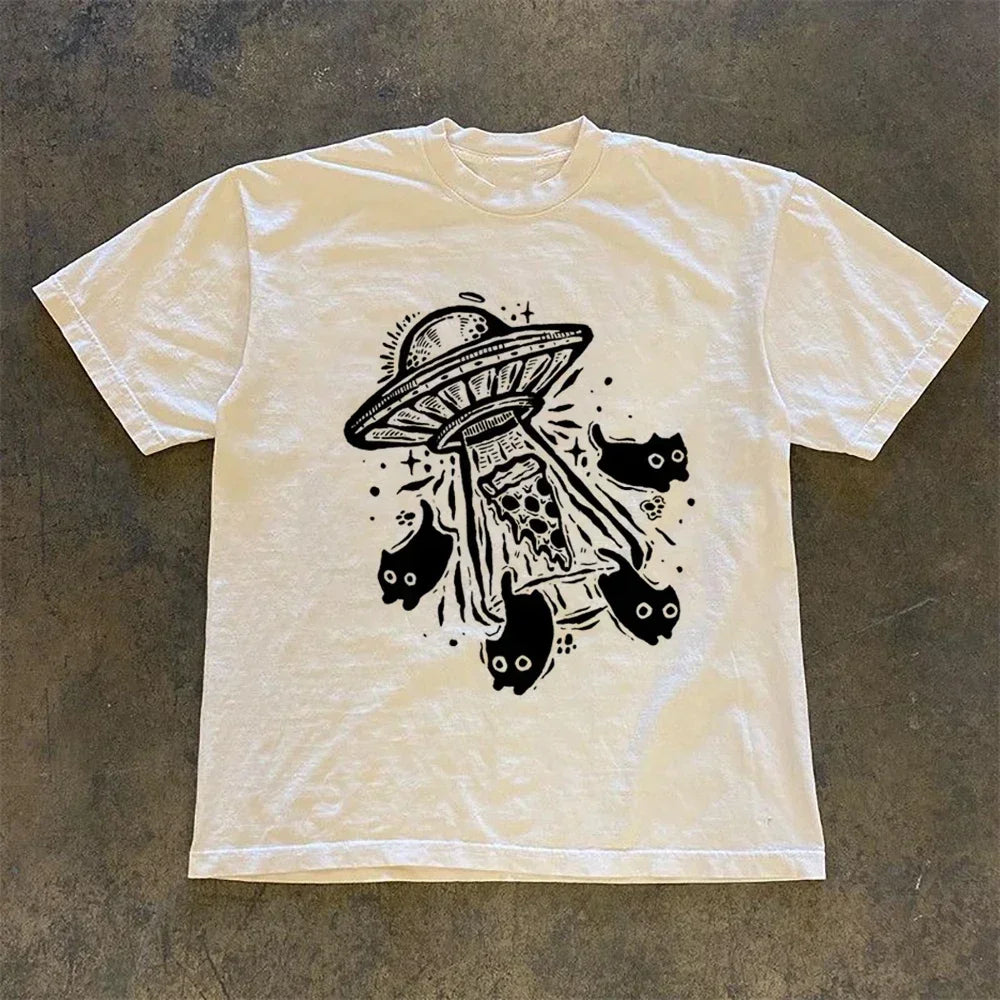 UFO Cat Printed Unleashed T-shirt