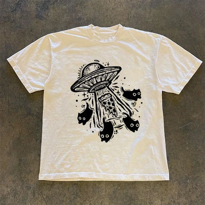 UFO Cat Printed Unleashed T-shirt