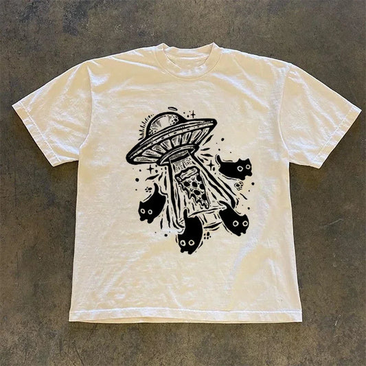 UFO Cat Printed Unleashed T-shirt