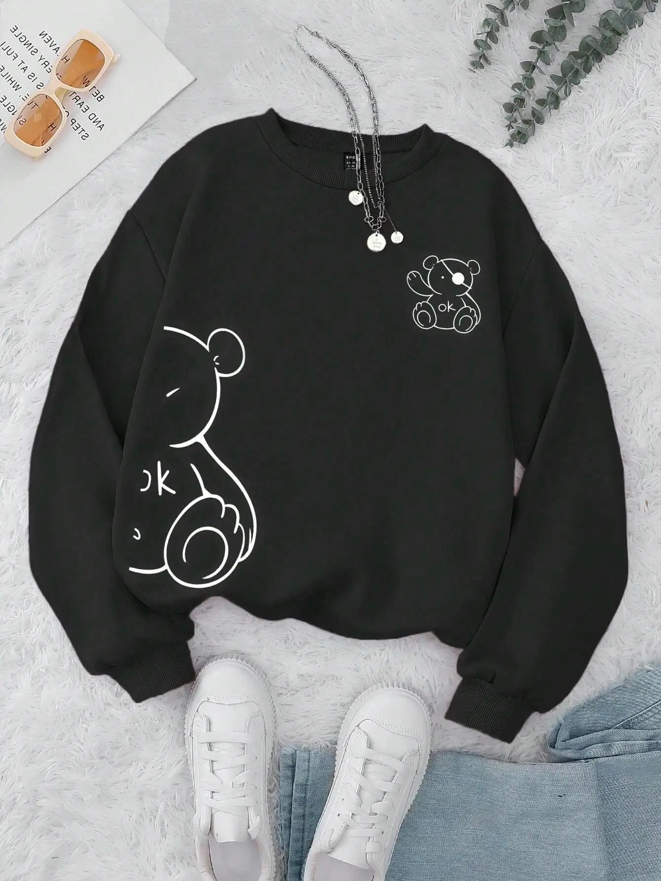 Kawaii Teddy Printed Sweatshirt