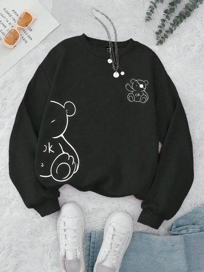 Kawaii Teddy Printed Sweatshirt