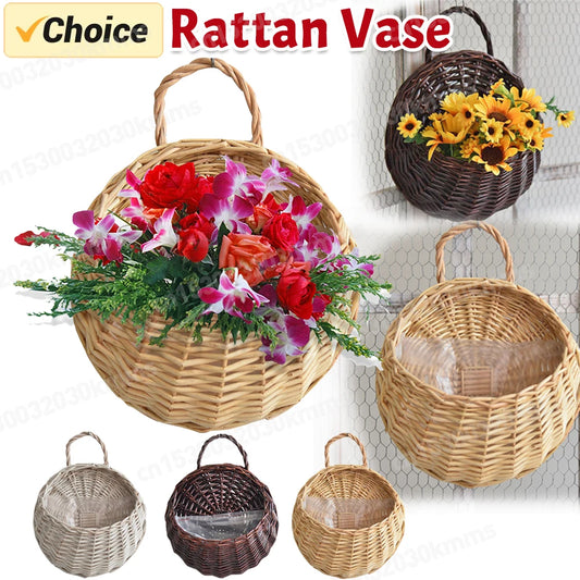 Hanging Mounted Flower Rattan Basket Pot