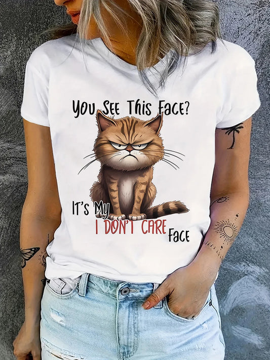 Grumpy Cute Cat T-Shirt Short Sleeve