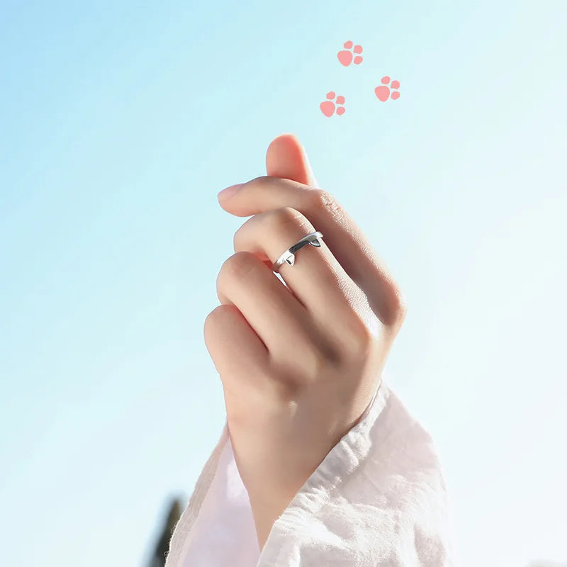 Cute Cat Ear Paw Finger Rings