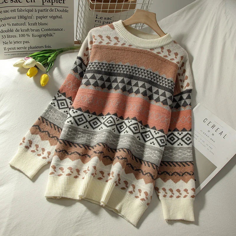 Autumn Japanese Jacquard Pullover Knitted Sweater