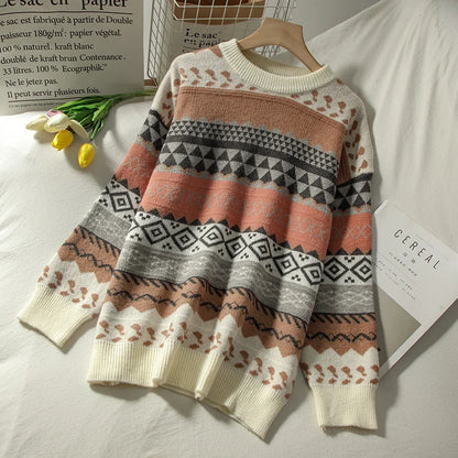 Autumn Japanese Jacquard Pullover Knitted Sweater