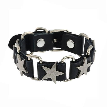 Dark Gothic Punk Star Leather Bracelet Sets
