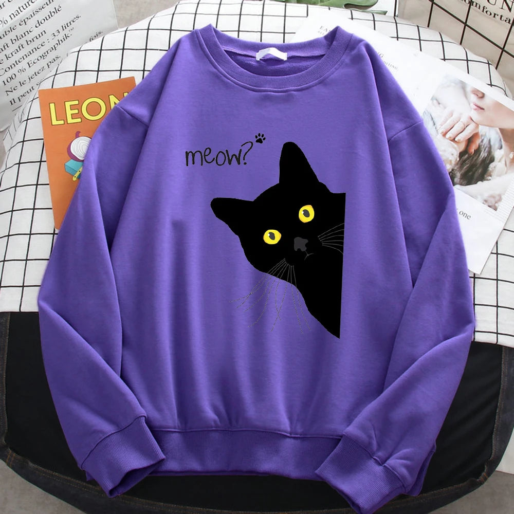Holiday Curious Meow Black Cat Sweater