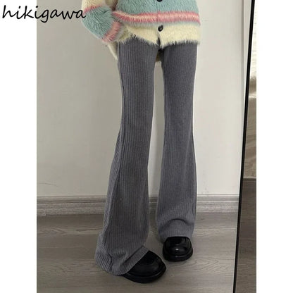 Casual Slim Fit High Waist Flare Trousers
