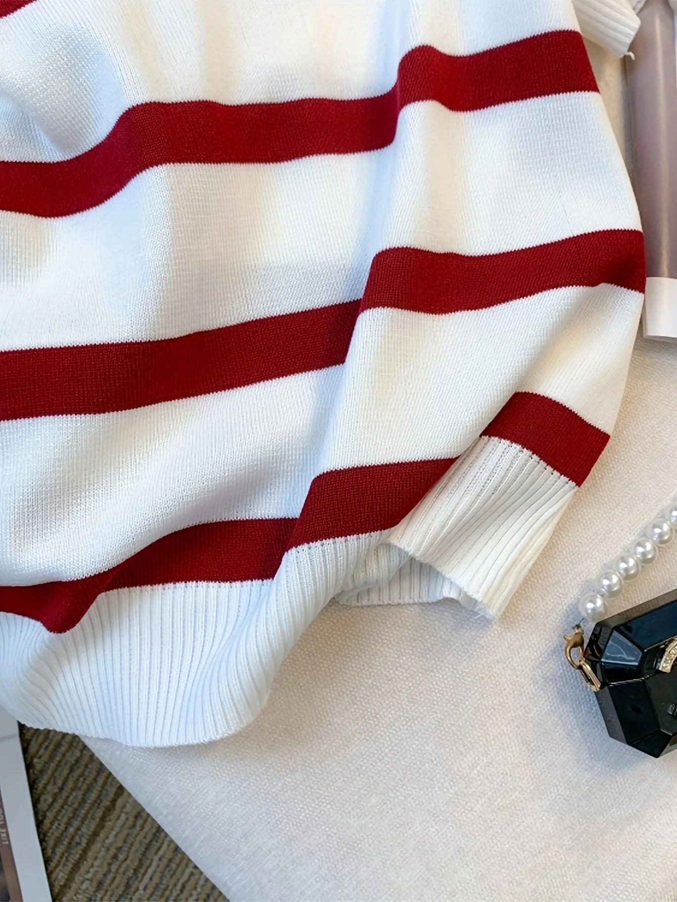 Stripped Versatile Knitted Collared Top
