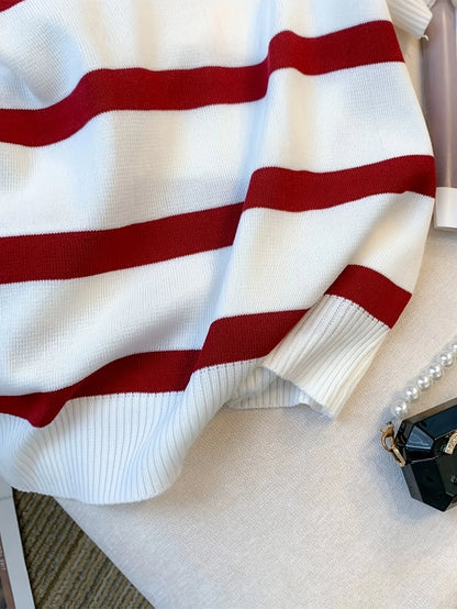 Stripped Versatile Knitted Collared Top
