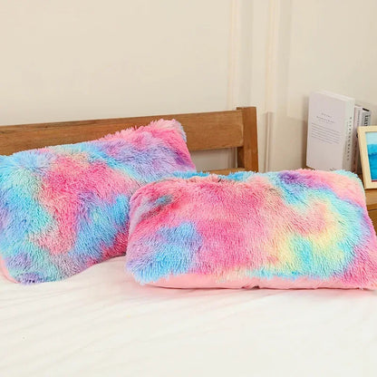 1pc Soft Fur Multi-Colored Pillow Covers