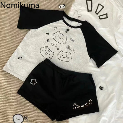 Cotton Cat Kawaii Printed Star Shorts