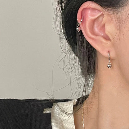 925 Hoop Heart Sterling Simple Earrings