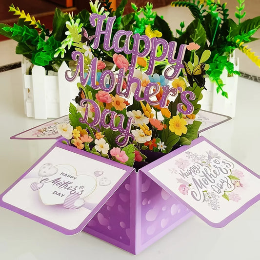 3D Mother's Day Purple Pop-Up Greeting Card