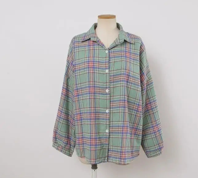 Plaid Autumn Long Sleeve Vintage Top