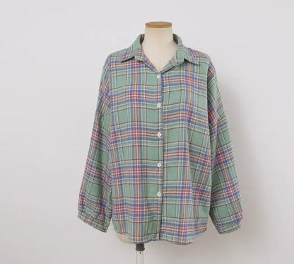 Plaid Autumn Long Sleeve Vintage Top