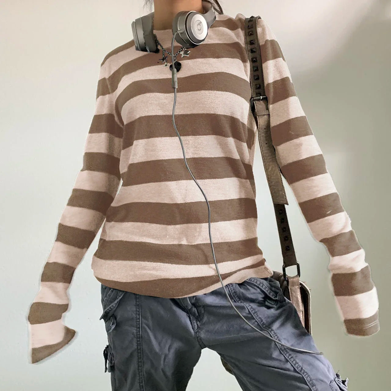 Y2K Aesthetic Stripped Pattern Gothic Long Sleeve